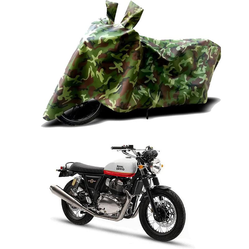 Image of 100% Water Resistant Bike Scooty Two Wheeler Body Cover Compatible for Royal Enfie Interceptor 650 BS6 /UV-Rays /Heat Protection /Birds Dropping /Scratchproof /Dust Proof /Waterproof[Green MJ]