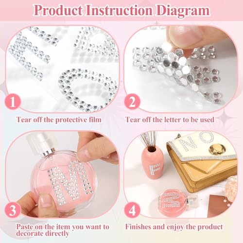 Image of 170 Pieces Rhinestone Letters Stickers 5 Sheets Glitter Self Adhesive Diamond Alphabet Sticker 1.57'' Silver Bling Crystal Letter Sticker Gemstone Border Stickers for DIY Craft Decor Clothes Bags Hats