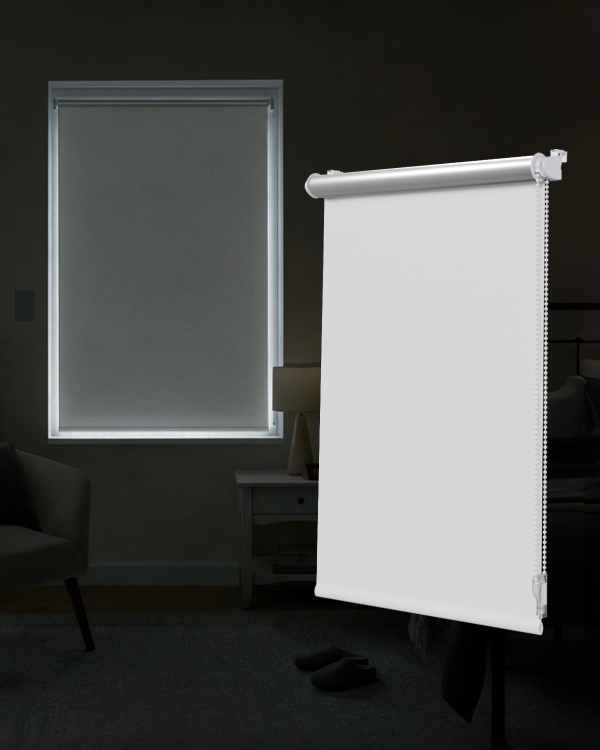 Victoria M. Tenebra Thermorollo Klemmfix Rollo, Verdunkelungsrollo, Hitzeschutz, Sichtschutz, Ohne Bohren, inkl. Montagematerial, 50 x 220 cm, Weiß