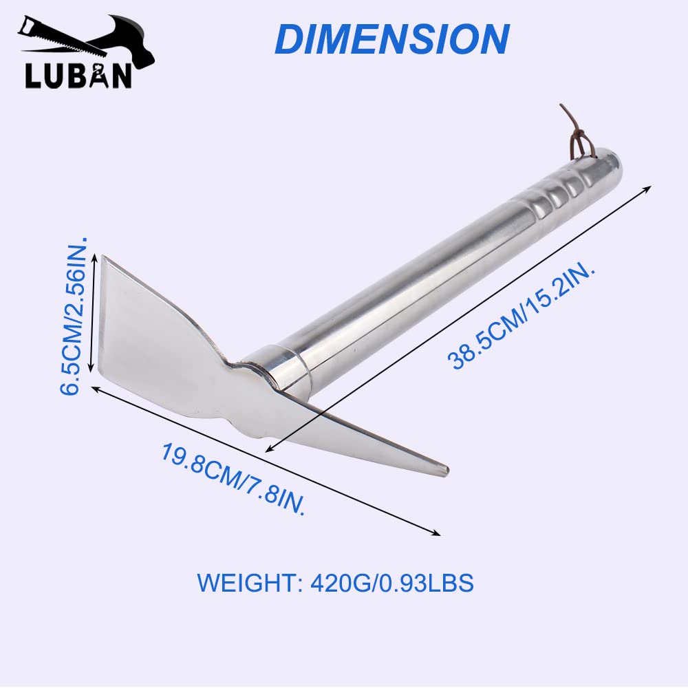 LUBAN Pioche en Acier Inoxydable 39cm pour Sol Dur