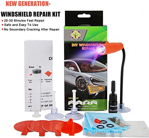 2020 Newest DIY Windshield Repair Kit, Fast Repair, Car Glass Repair Tool Set for Half-Moon Cracks and The Combination Cracks, with UV Curing Light