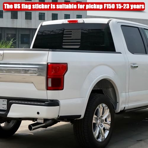 Image of USA Flag Decal for Truck,Car & Pickup - American Decal for Rear Window, F150 F250 F350 2015-2023 (Black-F150)