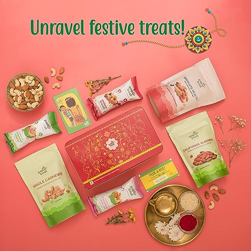 Image of Paper Boat Holi Dry Fruit Gift Box, 390G - Gourmet Holi Dryfruit Gift Hamper|Festive Celebration Gift For Loved Ones|Assorted Mix Of Raw, Flavoured & Trail Mix|Cashews, Almonds, Berries, & Nuts