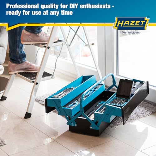 Image of HAZET Metal Tool Box 190L | Empty | With Spacious Bottom Compartment and 4 Fold-Out Side Compartments | For Tidy Storage of Tools, Etc.