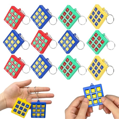 poraceous 12 Piezas Llaveros de Tres en Raya, Plástico Tic Tac Toe Keychain, Piezas Llaveros de Tic Tac Toe, de 8 a 12 Años para Cumpleaños Niños y Niñas Gifts, para Mochila Recuerdos, Color aleatorio