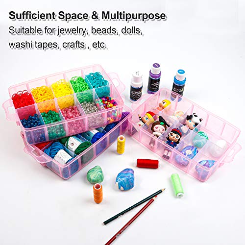 7 Layers Stackable Storage Container, 70 Adjustable Compartments Pink Stackable Storage Container, Suitable For Toys, Art Crafts, Jewelry, Supplies, Mini Case Letter Sticker Included by Inscraft - Image 4