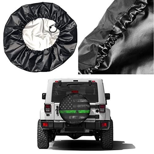 Image of Thin Green Line Flag Spare Tire Cover Dust-Proof Wheel Tire Cover Fit Trailer, RV, SUV and Many Vehicle 16 Inch