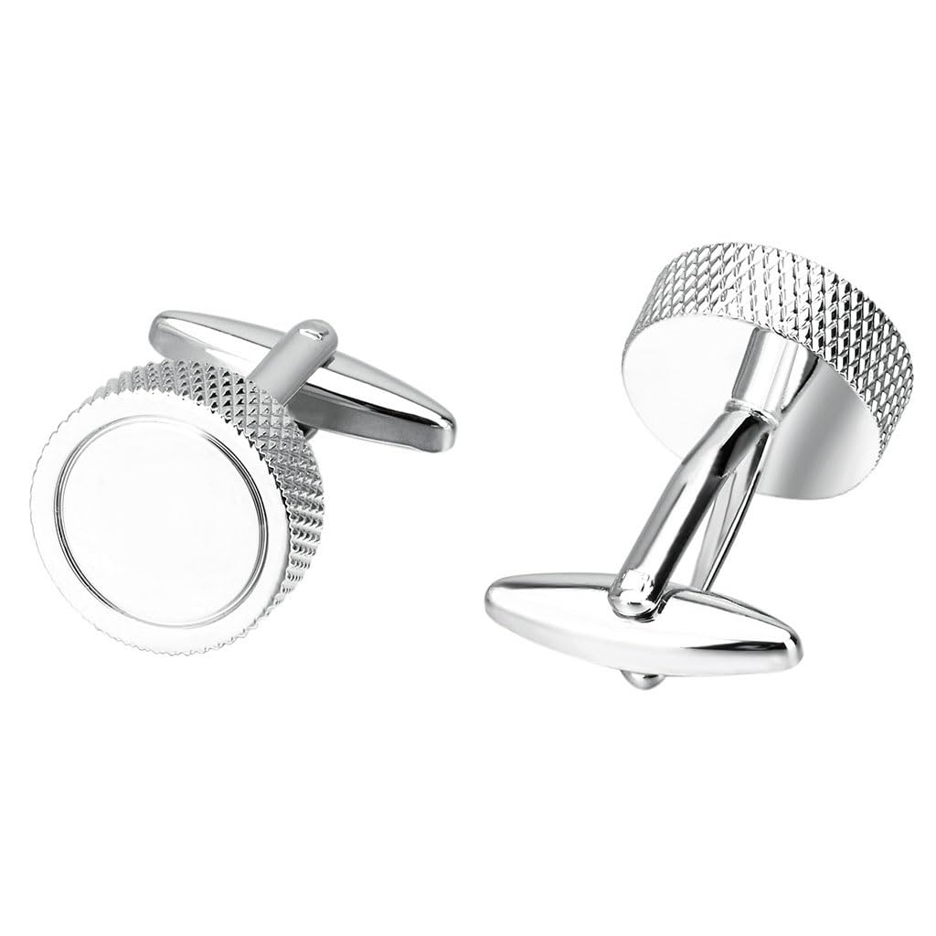 Gemelos Redondos para Camisa Francesa de Boda para Hombre, Estilo Boutique, con diseño de Clavos moleteados (Gris, como se Muestra)