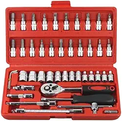 Kit Profissional de Ferramentas 46 Peças + Maleta Catraca Jogo De Soquetes Allen Torx Estojo Kit Ferramentas - YODHE