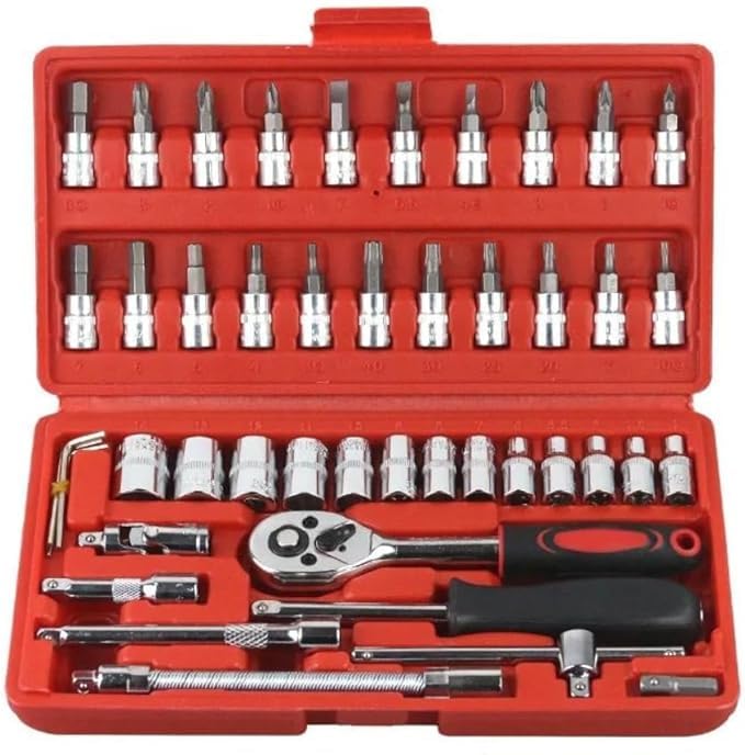 Kit Profissional de Ferramentas 46 Peças + Maleta Catraca Jogo De Soquetes Allen Torx Estojo Kit Ferramentas - YODHE