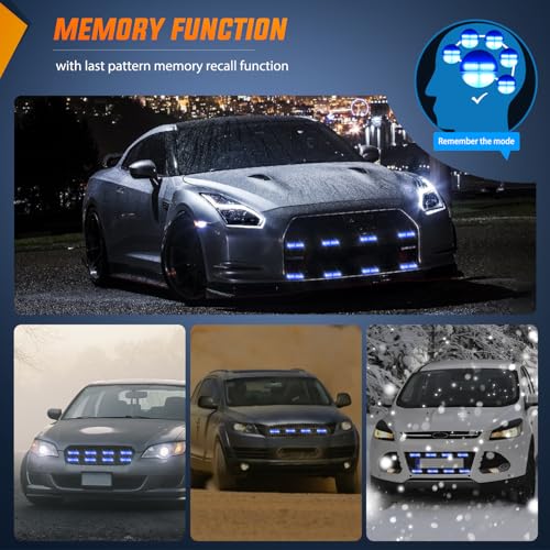 Image of Nilight 8PCS Led Strobe Lights with Controller 12V 24V Sync Feature Blue
