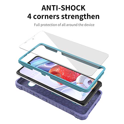 Duopal For Lg Stylo 6 & Lg K71 Case, Military Grade Protection Shockproof Case With Tempered Glass Hd Screen Protector And Kickstand Compatible With Lg Stylo 6 & Lg K71 Phone 6.8 Inch (Blue) #TOP1