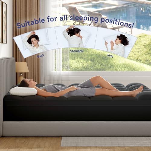 Image of ELEMUSE Full Black Mattress Topper for Back Pain, Extra Thick Mattress Pad Cover, Plush Soft Pillowtop with Elastic Deep Pocket, Overfilled Down Alternative Filling