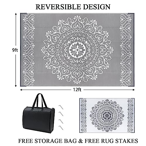 Tapete exterior impermeable Pauwer 9x12 pies reversible miniatura 2