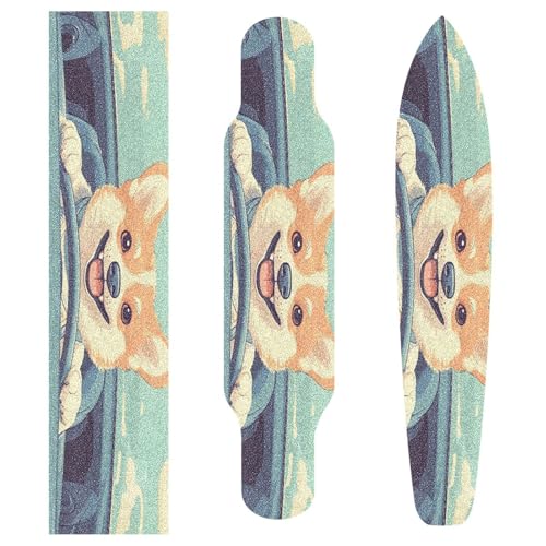 CZXW Corgi Driving Car Skateboard Grip Tape Non-Slip Longboard Griptape Skate Board Tapes Sheet for Decor 44