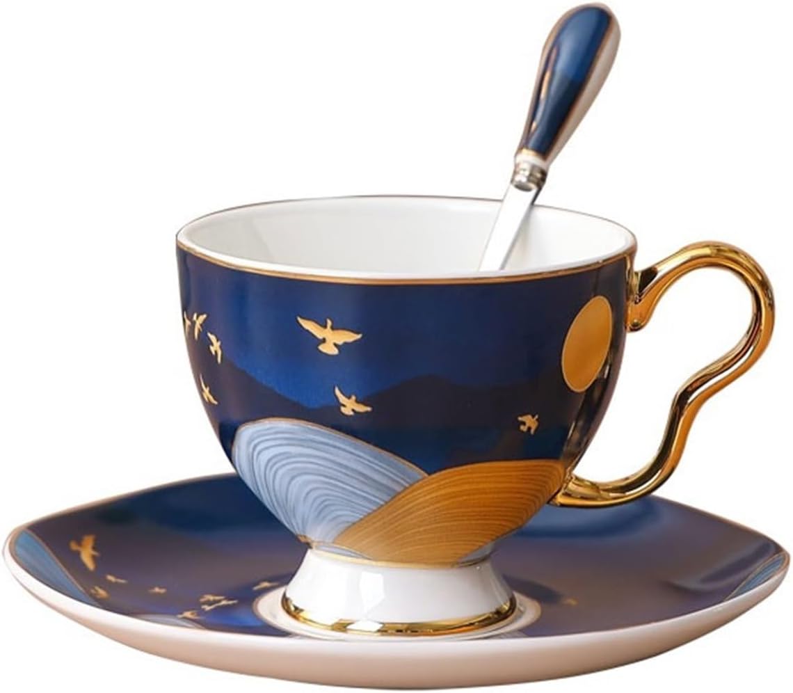 Latte Mug Light Luxury Coffee Cups High-grade Bone China Cups and Saucers Set British Afternoon Tea Set Flower Tea Cups For Any Kitchen