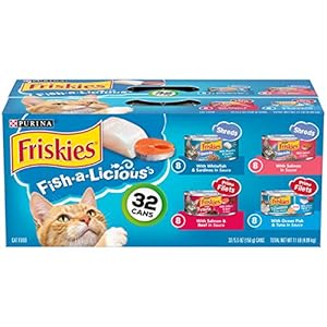 Purina Friskies Wet Cat Food Variety Pack Fish-A-Licious Extra Gravy, Prime Filets and Tasty Treasures – (Pack of 32) 5.5 Oz. Cans