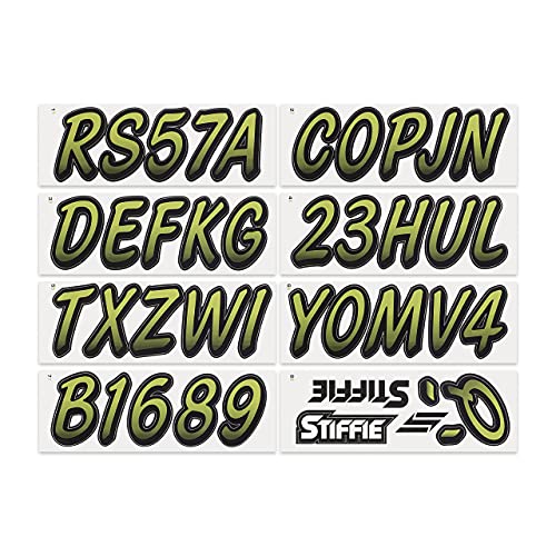 Image of STIFFIE Whipline Moss /Black 3 inch Boat & PWC Registration Decals • Numbers Letters Stickers