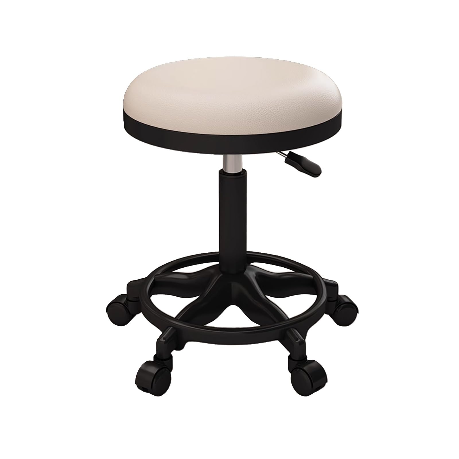 Drehhocker mit Rollen Höhenverstellbar 43-57cm Ergonomischer Hocker Büro