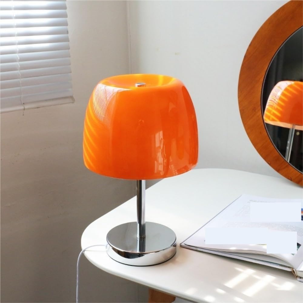 Lampada in vetro a fungo Bauhaus, luce notturna ambientale sul | Design Bauhaus, paralume in vetro a forma di fungo, USB, luce ambientale, arredamento della(Yellow)