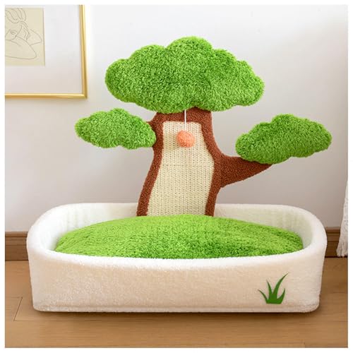 Cama para gato con poste rascador de sisal natural miniatura 1