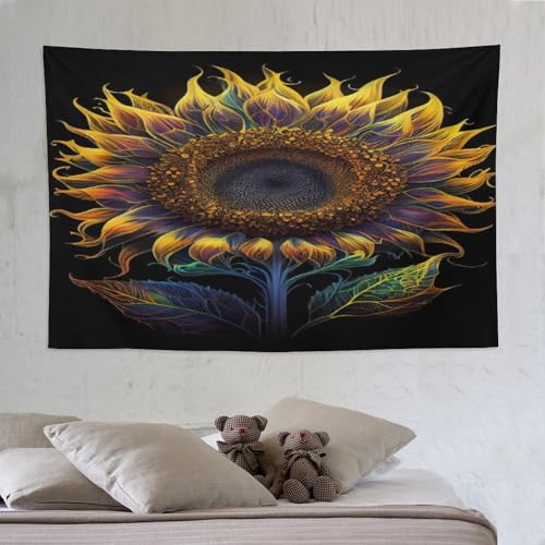 Tenture murale tournesol décoration intérieure salon grand tissu 150x230