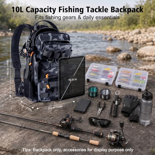 Geestock 10L Angelrucksack mit Rutenhalter, Leicht und Wasserabweisend – Bild 3