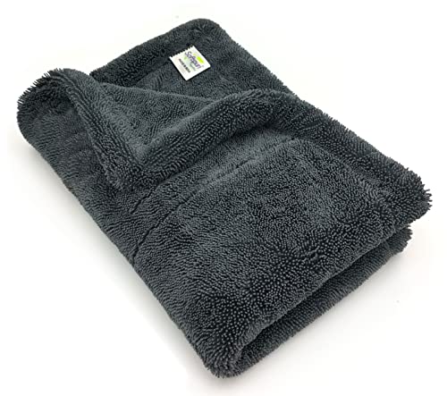 SOFTSPUN Microfiber Cloth for Car – 1200 GSM, 40x60cms, 1Pcs, Grey Twisted Loop Super Absorbent Towel – Edgeless Design with Plush Pile and Lint Free Cloth for Drying and Detailing.…
