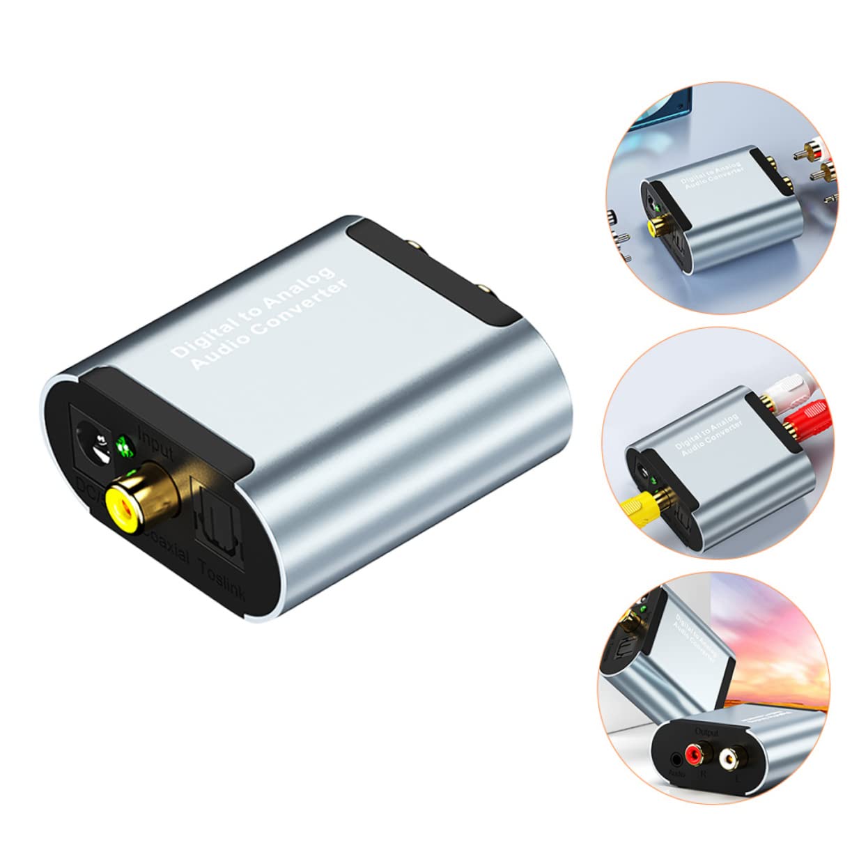 Toyvian Convertitore Audio da Ottico a Analogico Coassiale, Conversione del Segnale Audio, 32 Khz-96 Khz, Lega di Alluminio, Installazione Facile, Uso Domestico