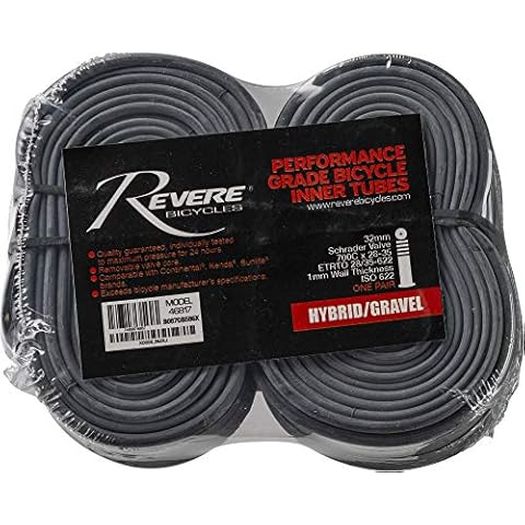 Revere Bicycles Tubes Black 700 x 28-35 Shrader 32mm. Free Replacement Warranty if it Ever goes Flat Cover