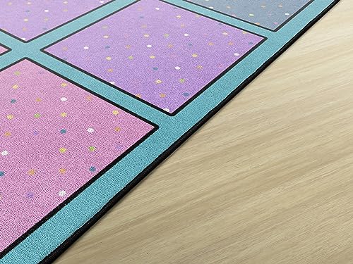 Flagship Carpets Happy Squares Educational Area Rug for Kids Room Seating Décor, Children's Classroom, Play Carpet for Teaching and Playroom, Seats 24, 7'6"x12', Multi-Color