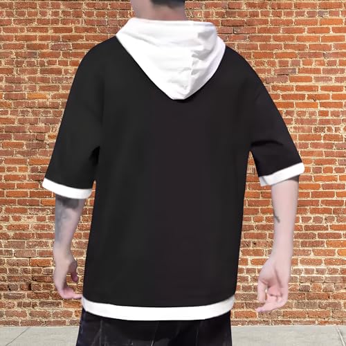 LilBits Men's Black Hood Neck Half Sleeve T-Shirt - Image 3