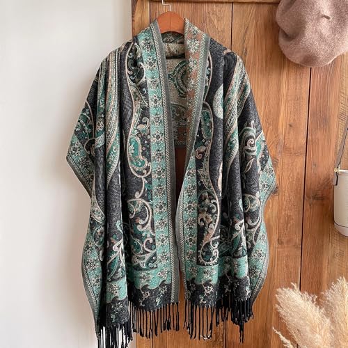 200cm*65cm Women's Large Ethnic Style Jacquard Shawl Cashmere Embroidered Tassel Scarf Wedding Shawl &Pashmina Shawl2