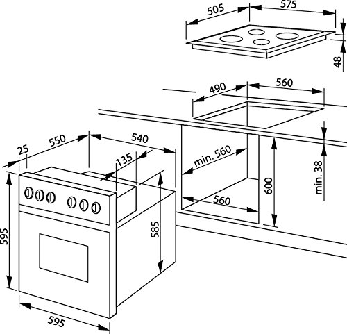 Einbauherd Set Backofen mit Grill und Umluft, rahmenloses Glaskeramik Kochfeld mit Zweikreis und Bräterzone, Timer – Bild 5