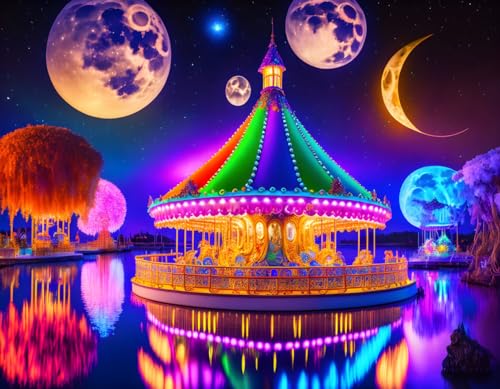 Poster sur toile carrousel fantastique GerRit tableau décoration murale 58x90