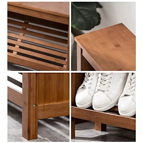Banc à chaussures en bambou multi-couches avec tabouret de rangement pour couloir