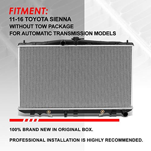 Image of Auto Dynasty Radiator Compatible with 2011-2016 Toyota Sienna AT, DPI 13206 Factory Style 1-Row Cooling Radiator, Aluminum Core