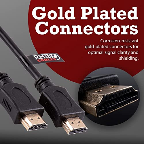 rhinocables High-Speed HDMI Cable 1080p, 4K UHD and 3D Support, ARC Compatible Lead for TVs Gaming Consoles, DVD - Image 2