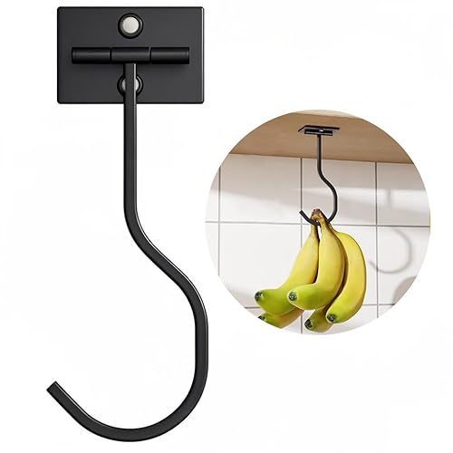 Under Cabinet Banana Hook Foldable - Adhesive Bananas Hanger, Heavy