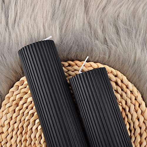 2 Pack Ribbed Pillar Soy Wax Scented Candle For Home Decoration Birthday Valentine's Day Wedding Christmas (Ribbed Pillar Candle Black) #TOP2