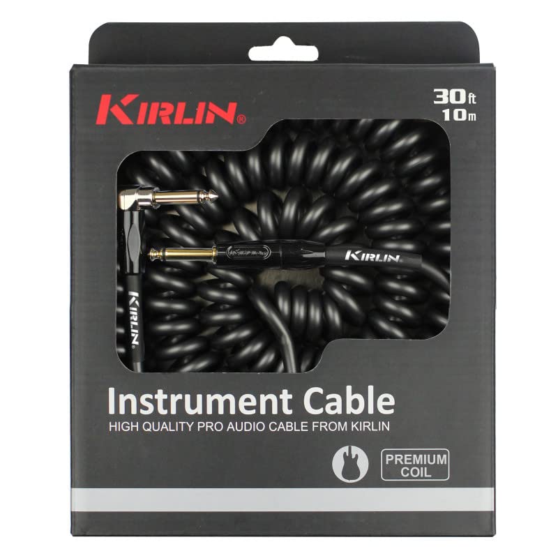 Kirlin Premium Coil Instrument Cable R Angle 10 Mtr Black IPK-222BFGL-10M-BKE-image-45