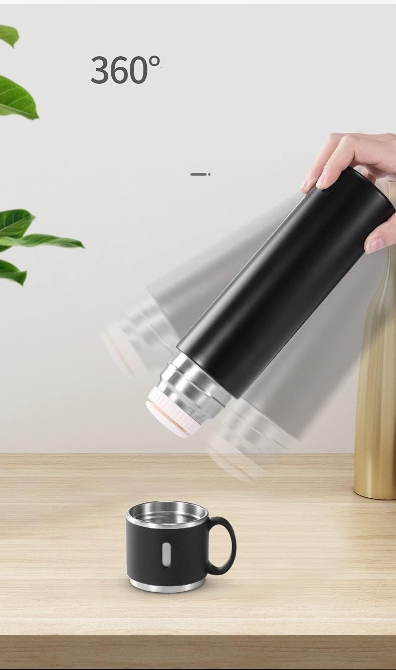 Vacuum Insulated Flask 500ml/17.6oz Stainless Steel Thermo Bottle with Cup for Coffee Tea Hot Drink and Cold Drink Travel Mug (Red)