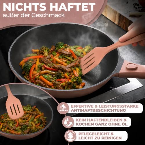 TRAUMLEBEN Wokpfanne 28 cm mit Deckel & abnehmbarem Griff