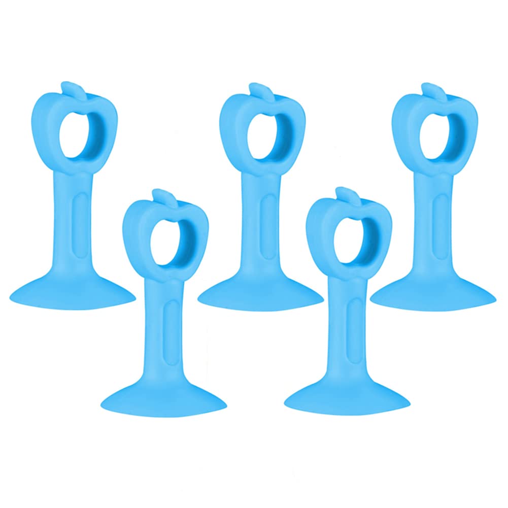 Nvsfzgiyg Blue 5Pcs Door Wedge Stoppe, Stops, Stoppers,Silicone Stop Suction Cup Type Silent Handle Bumper Wall Protection Pad-||L 75Mm(Blue 5Pcs)