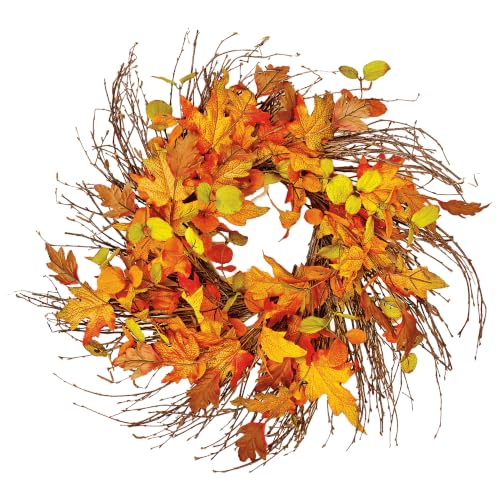 Worth Imports Wild Fall Artificial Maple Leaf Twig Wreath, 24"