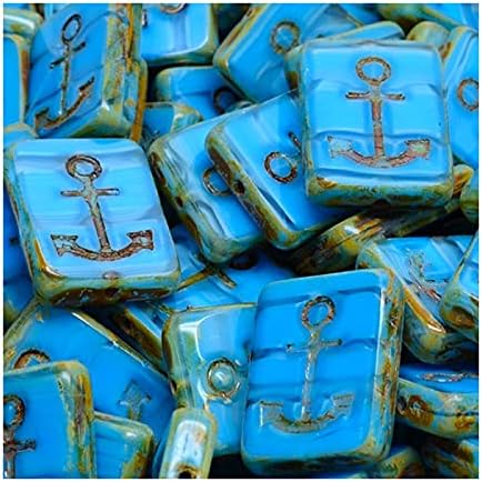 3 cuentas de cristal checo cortadas en mesa de 0.709 x 0.472 in, color azul