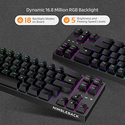 Image of LTC NB681 Nimbleback Wired 65% Mechanical Keyboard, RGB Backlit Ultra-Compact 68 Keys Gaming Keyboard with Hot-Swappable Switch and Stand-Alone Arrow /Control Keys (Hot Swappable Blue Switch, Black)