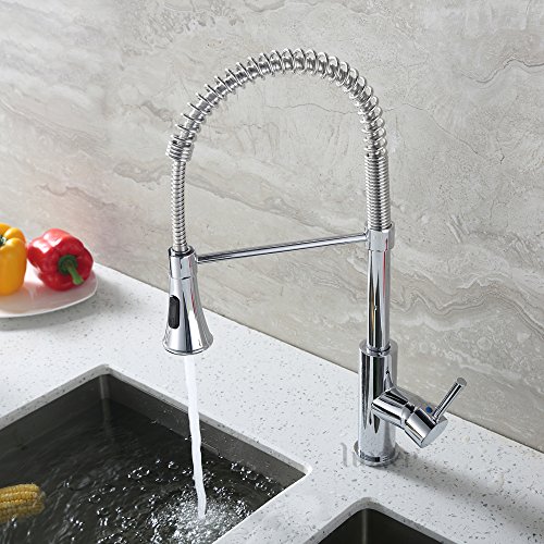 Luxier Kts13-Tc-V1 Contemporary 20" Pull Down Spray Kitchen Sink Faucet Chrome #TOP7