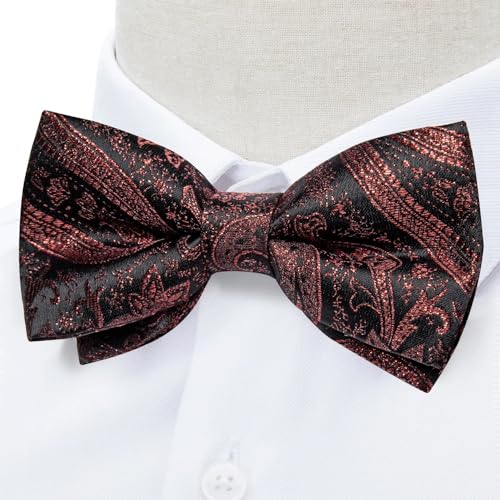 Corbatín preanudado para hombre en seda con diseño Paisley miniatura 3