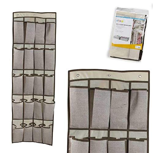 DCASA Suspension 16 Compartiments pour Chaussures, Accessoires de Rangement pour Armoire Articles pour la Maison Unisexe Adulte, Beige, 44 x 135 cm - 16 dptos